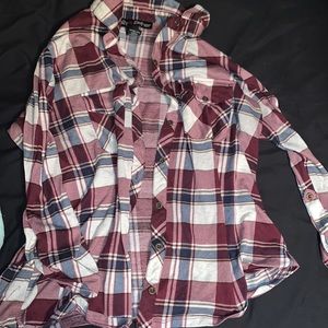 Brick red long sleeve flannel